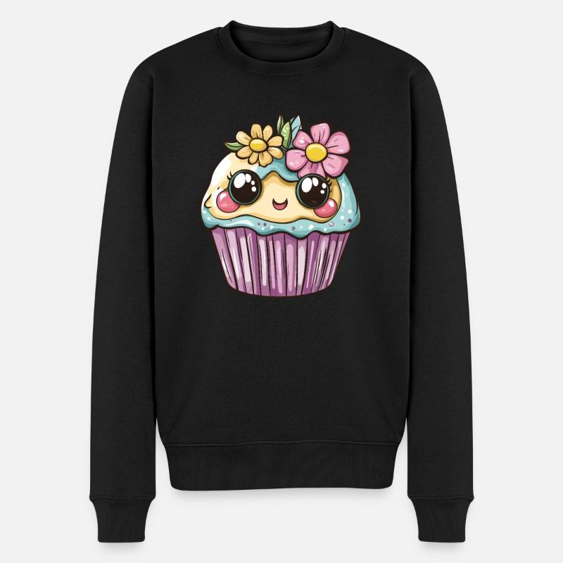 Muffin Kawaii aux Fleurs - Pull Premium bio Homme - noir