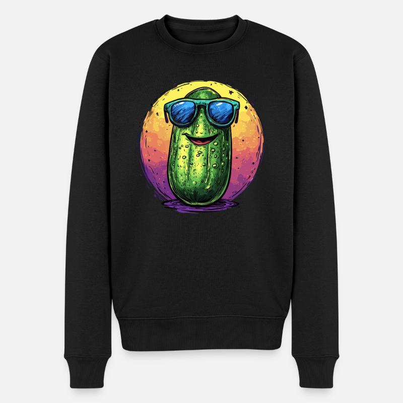 Coole Gurke mit Sonnenbrille - Männer Premium Bio Pullover - Schwarz