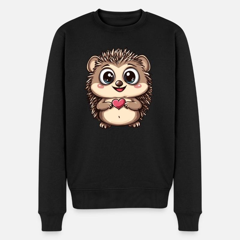 Hérisson avec un cœur - Pull Premium bio Homme - noir