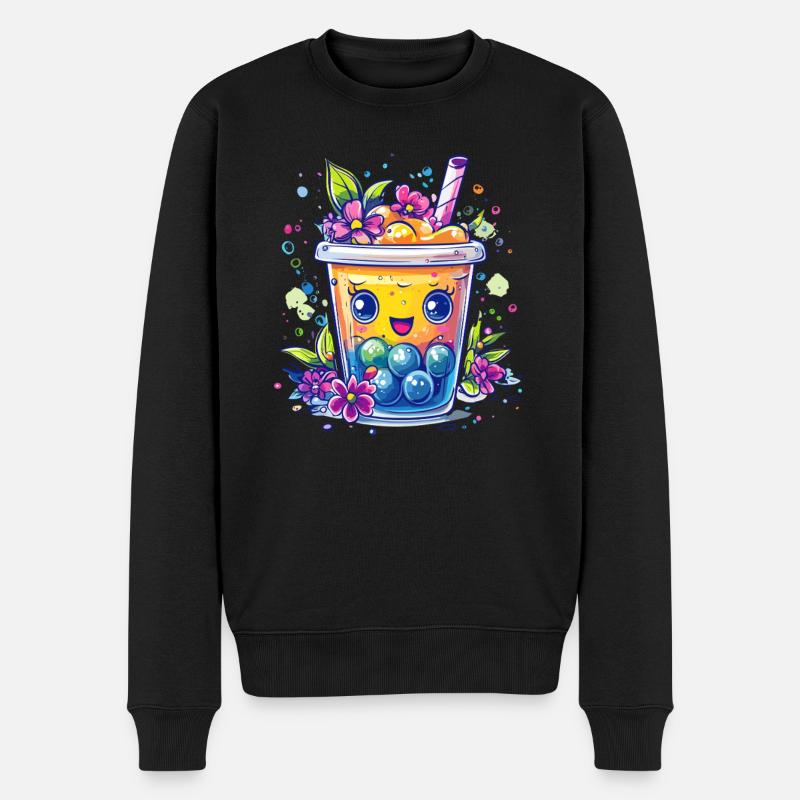 Fruchtiger Bubble Tea - Männer Premium Bio Pullover - Schwarz