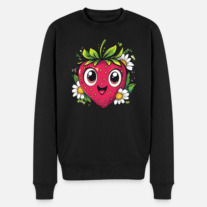 Fraise aux marguerites - Pull Premium bio Homme - noir