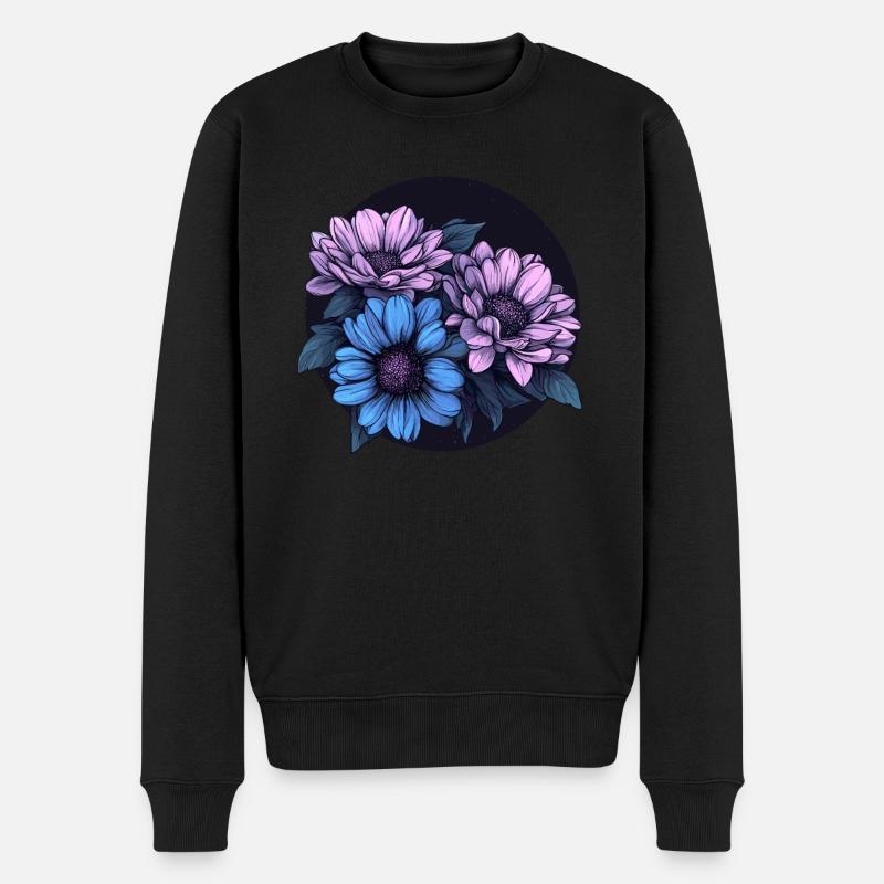 Blumenpracht in der Nacht - Männer Premium Bio Pullover - Schwarz