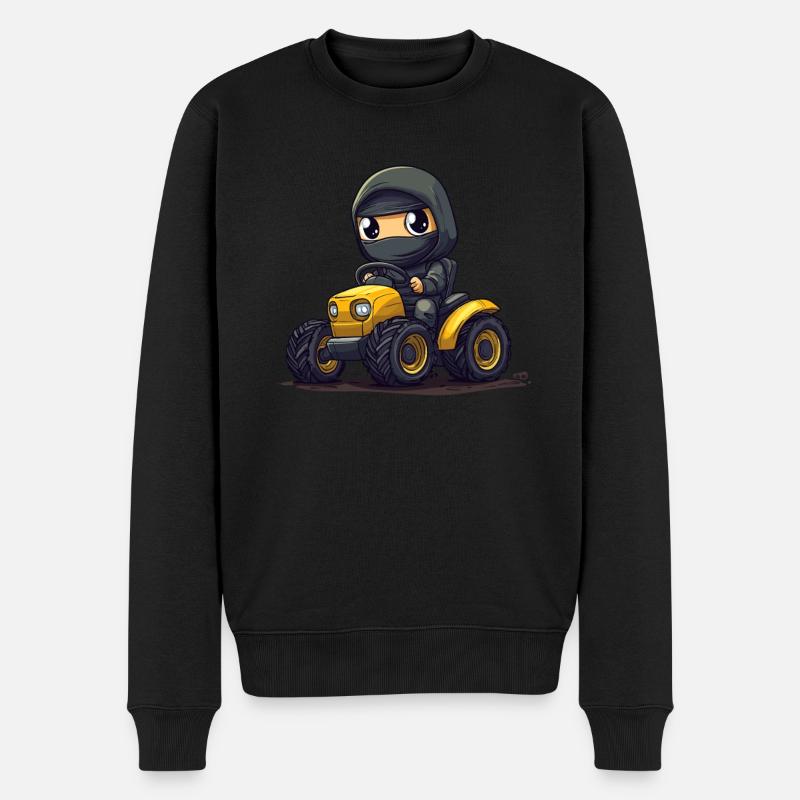 Ninja auf Traktor - Männer Premium Bio Pullover - Schwarz