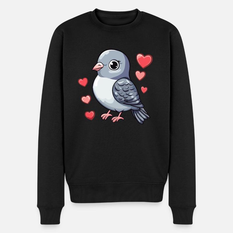 Taube voller Liebe - Männer Premium Bio Pullover - Schwarz