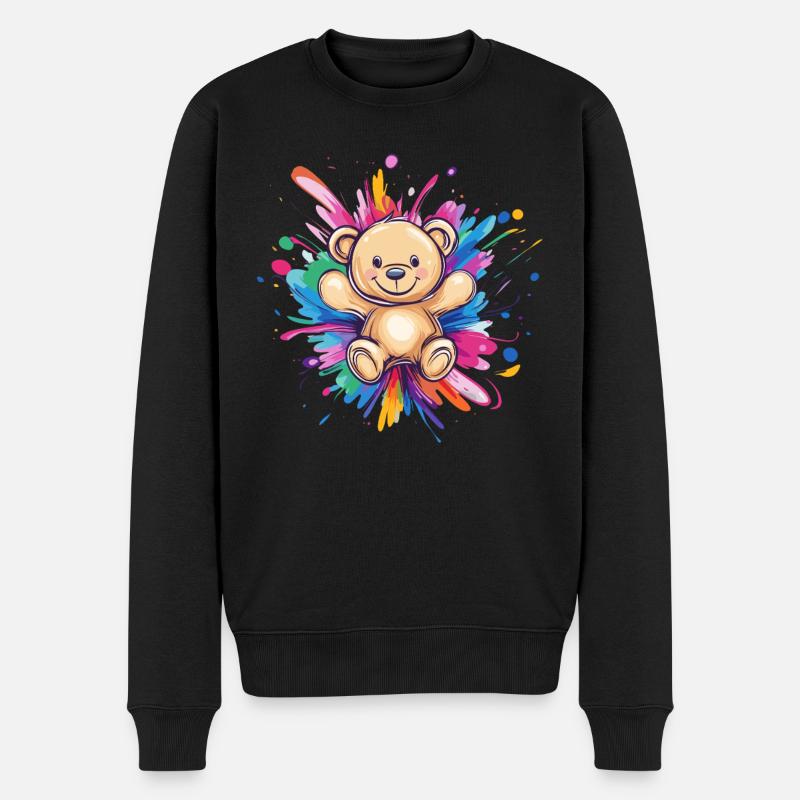 Teddybär Farbexplosion - Männer Premium Bio Pullover - Schwarz