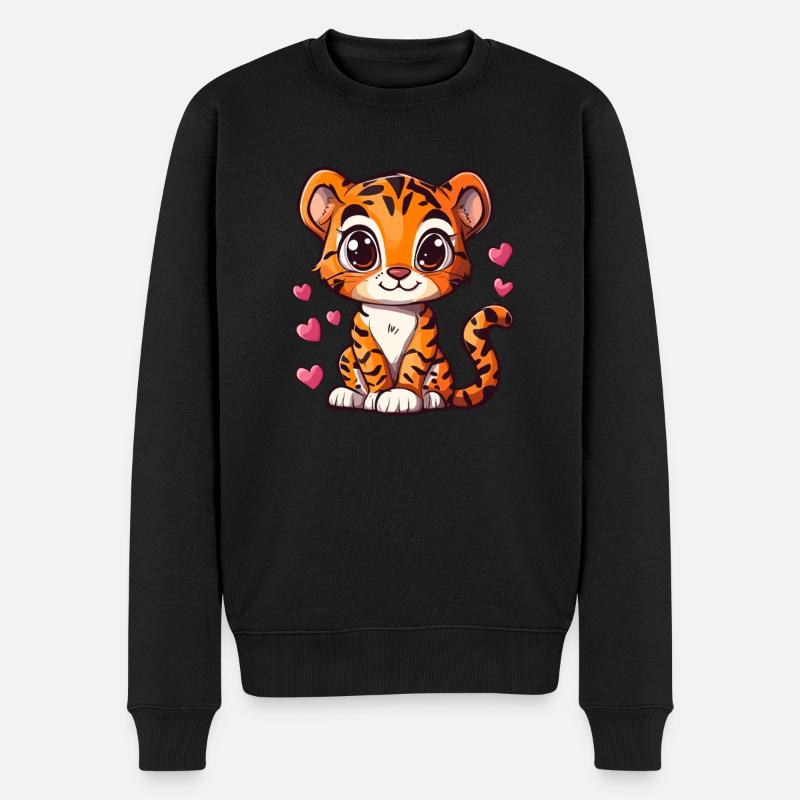 Tigre mignon avec coeur - Pull Premium bio Homme - noir