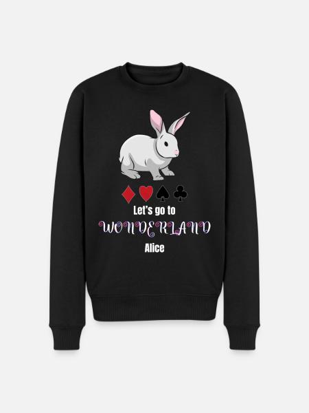 Alice im Wunderland - Männer Premium Bio Pullover - Schwarz