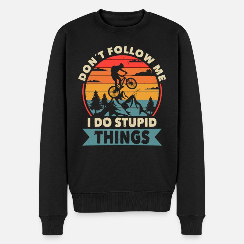 Mountainbiker fährt gefährlich Mtb - Männer Premium Bio Pullover - Schwarz