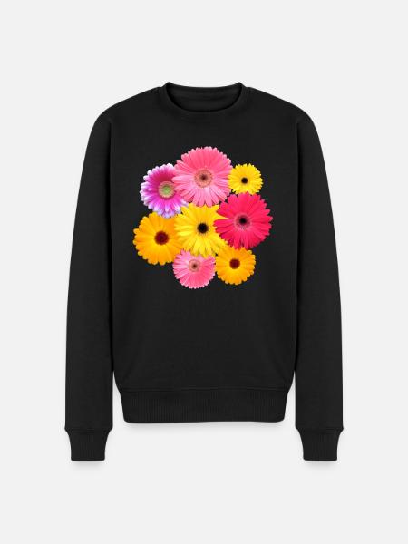 Gerbera blomst farverig blomstrende Gerberas blomster blomster - Økologisk premium-sweatshirt til mænd - sort