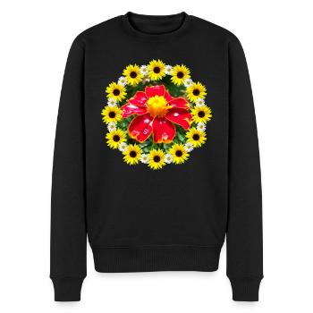 Ringelblume Sonnenblumen Margeriten Blüte floral - Männer Premium Bio Pullover - Schwarz - Vorne - Nico (187cm)