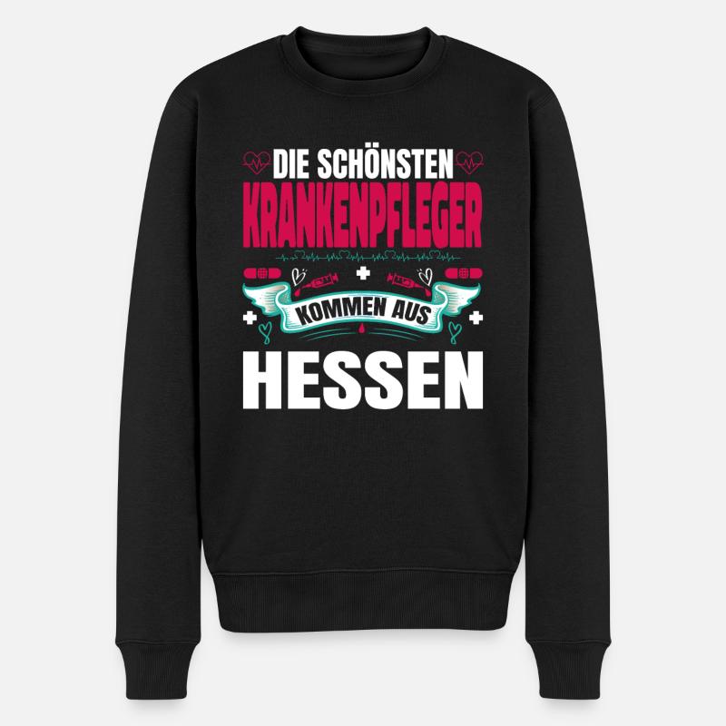 Die Schönsten Krankenpfleger Kommen Aus Hessen - Männer Premium Bio Pullover - Schwarz
