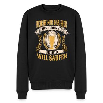 Reicht Mir Das Bier Bruno Saufen Namen - Männer Premium Bio Pullover - Schwarz - Vorne - Nico (187cm)