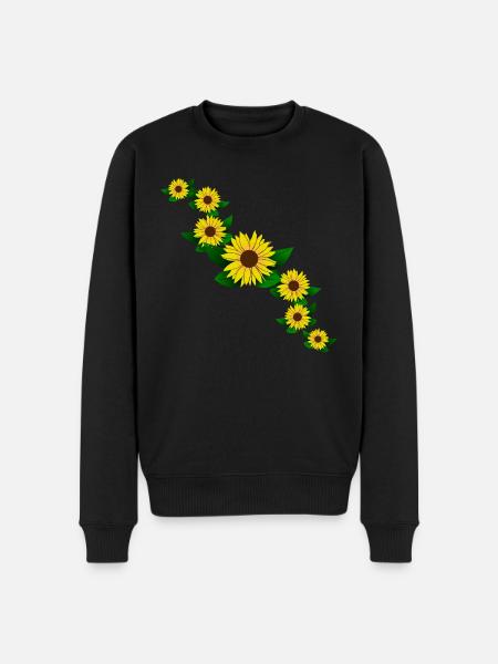 Solsikke gul solsikke mønster blomstre blomster - Økologisk premium-sweatshirt til mænd - sort