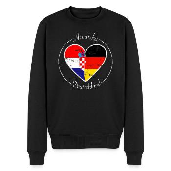 Hrvastka und Deutschland Herz Logo weiß - Männer Premium Bio Pullover - Schwarz - Vorne - Nico (187cm)