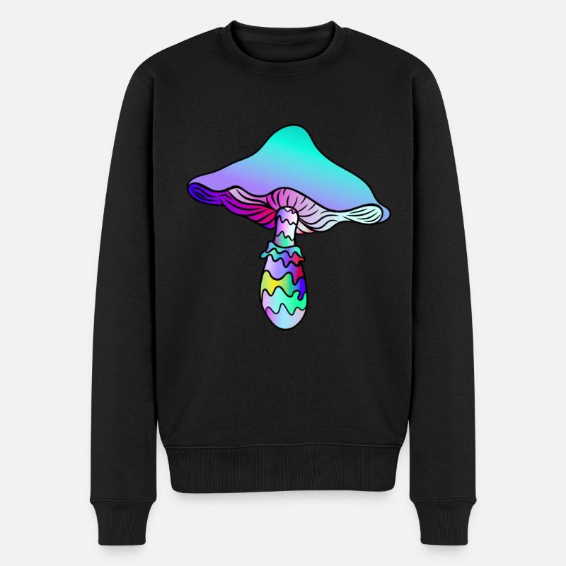 Psychedelischer Pilz - Regenbogen-Pilz - Männer Premium Bio Pullover - Schwarz