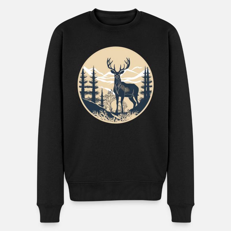 Cerf - Pull Premium bio Homme - noir