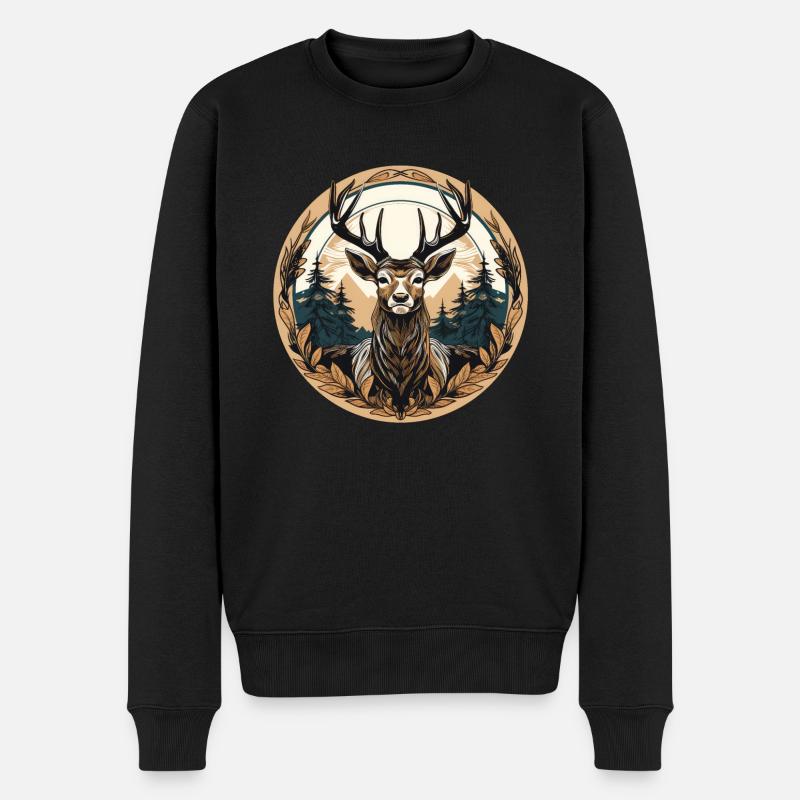 Cerf - Pull Premium bio Homme - noir