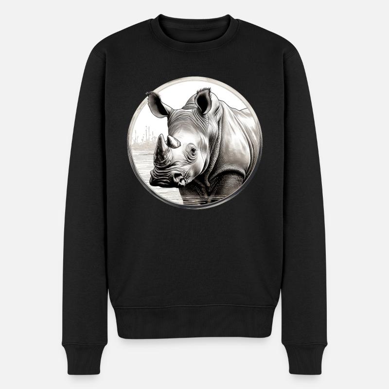 Nashorn - Männer Premium Bio Pullover - Schwarz