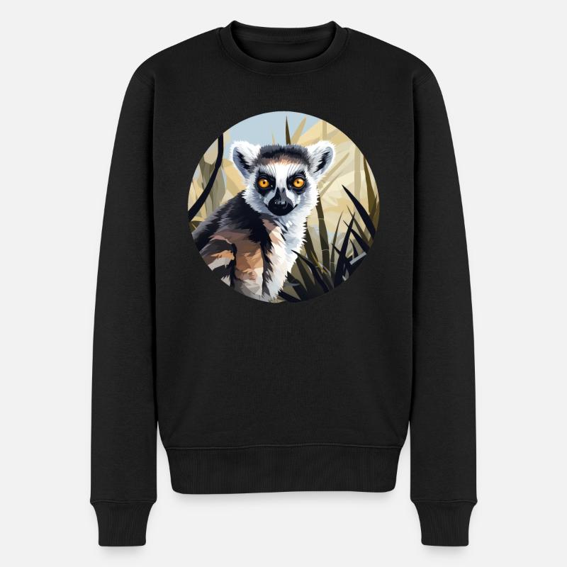 Lemur - Männer Premium Bio Pullover - Schwarz