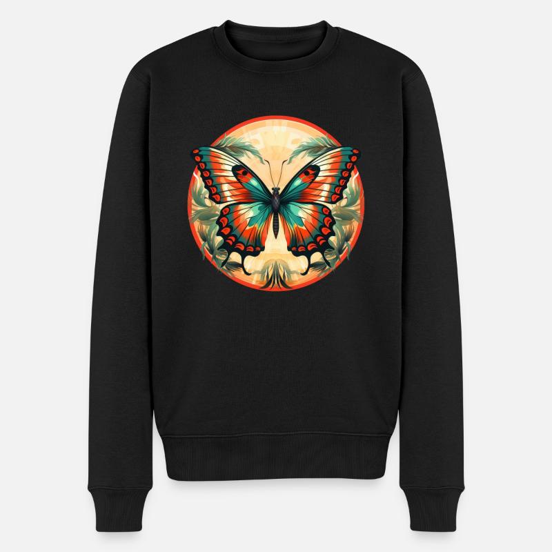 Schmetterling - Männer Premium Bio Pullover - Schwarz
