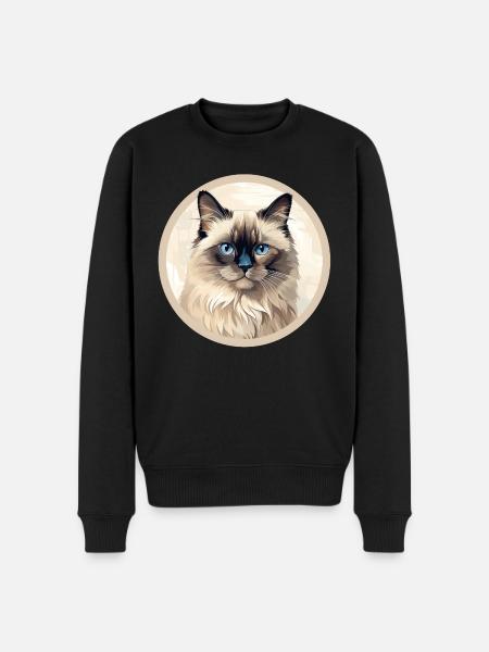 Birma Katze - Männer Premium Bio Pullover - Schwarz