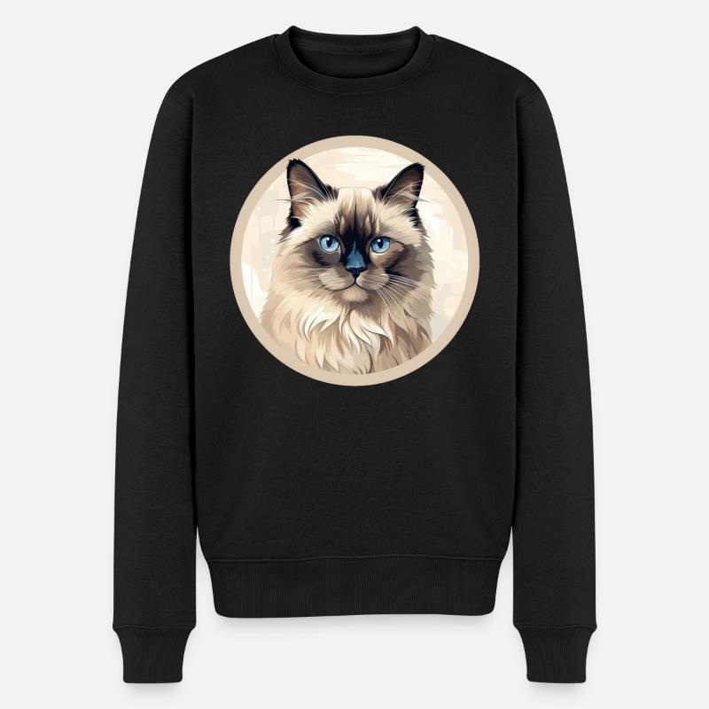 Birma Katze - Männer Premium Bio Pullover - Schwarz