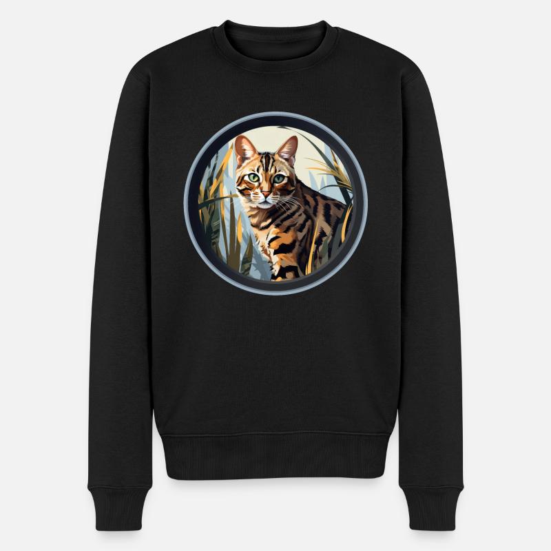 Bengalkatze - Männer Premium Bio Pullover - Schwarz