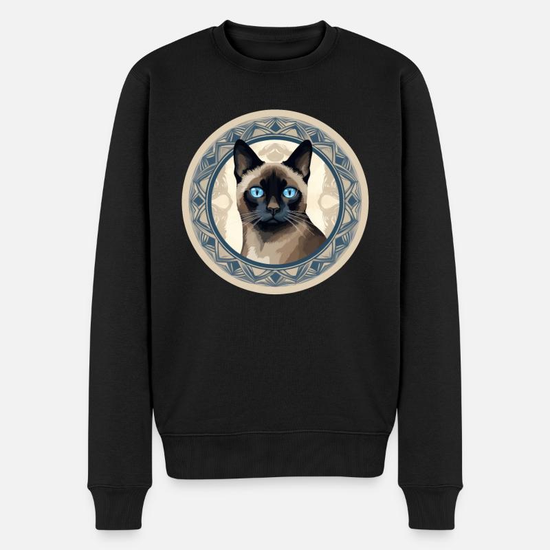 Siamkatze - Männer Premium Bio Pullover - Schwarz
