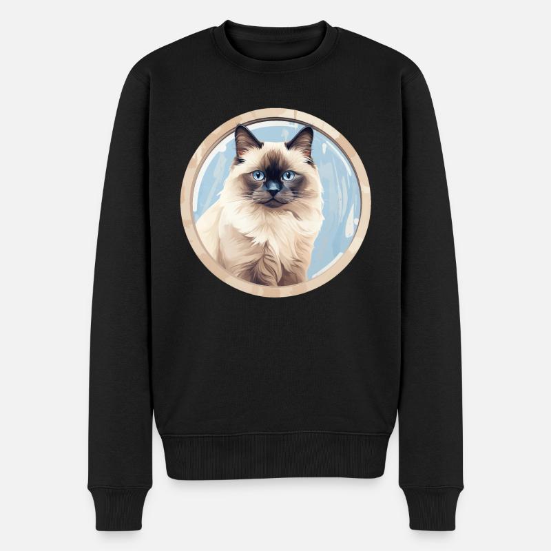 Birma Katze - Männer Premium Bio Pullover - Schwarz