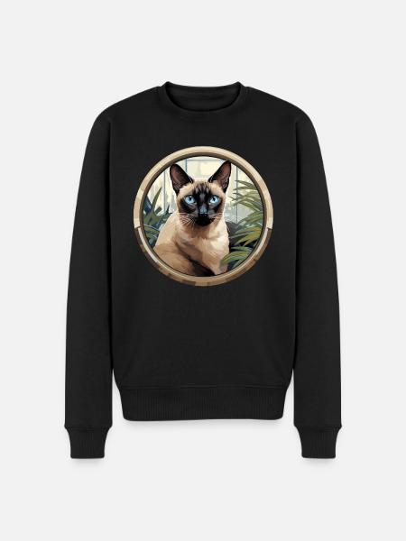 Siamkatze - Männer Premium Bio Pullover - Schwarz