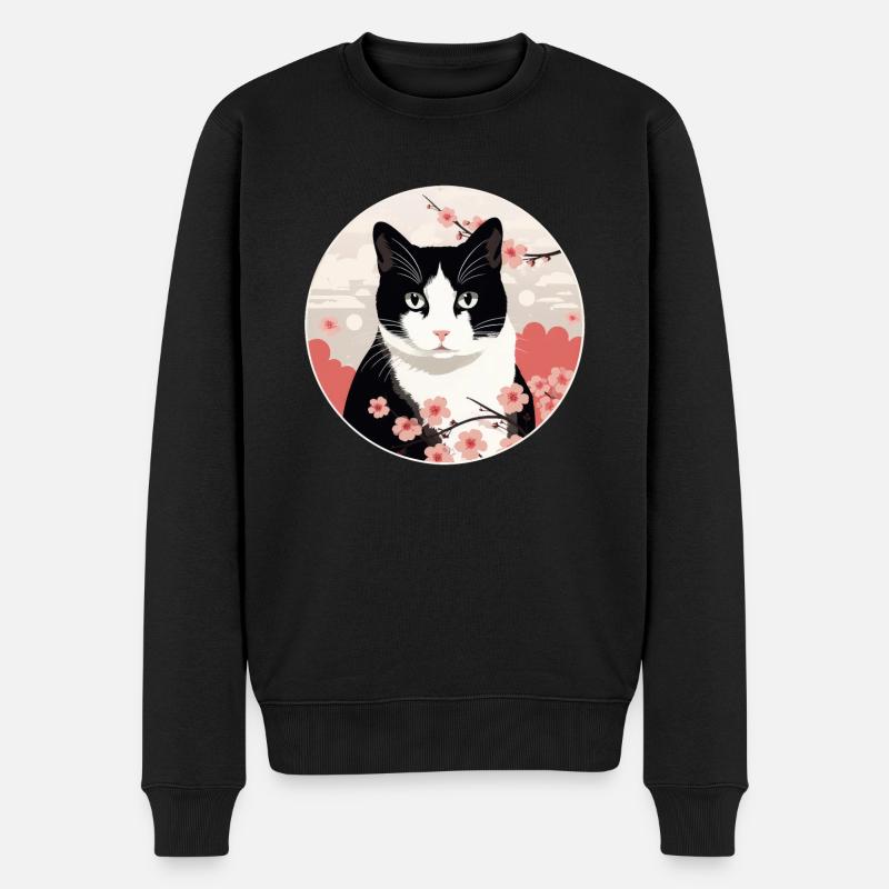 Japanese Bobtail Katze - Männer Premium Bio Pullover - Schwarz