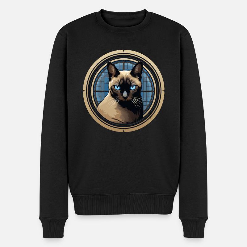 Siamkatze - Männer Premium Bio Pullover - Schwarz