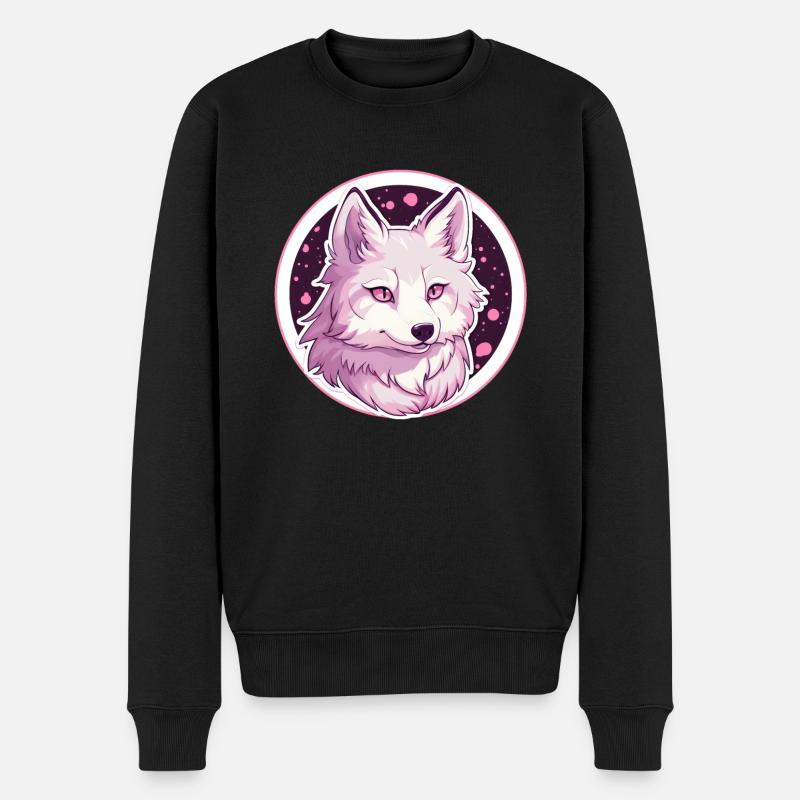 Wolf Anime - Männer Premium Bio Pullover - Schwarz