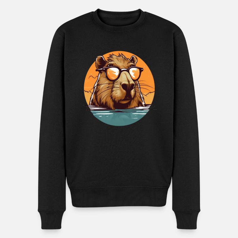 Capybara - Männer Premium Bio Pullover - Schwarz