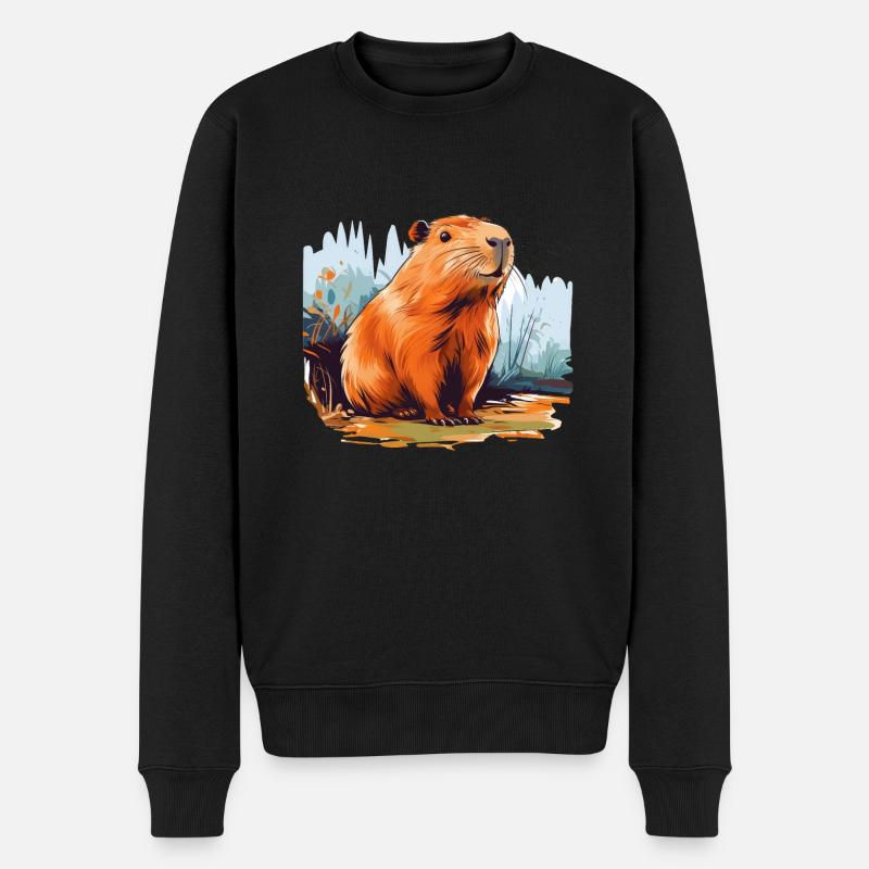 Capybara - Männer Premium Bio Pullover - Schwarz
