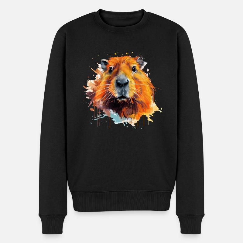 Capybara - Männer Premium Bio Pullover - Schwarz