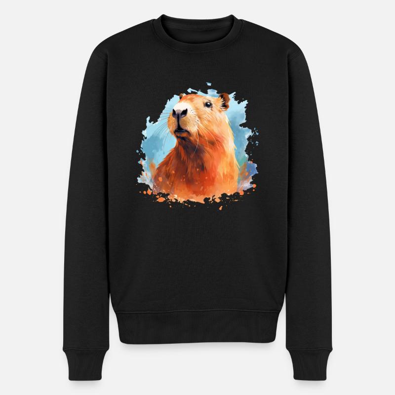 Capybara - Männer Premium Bio Pullover - Schwarz