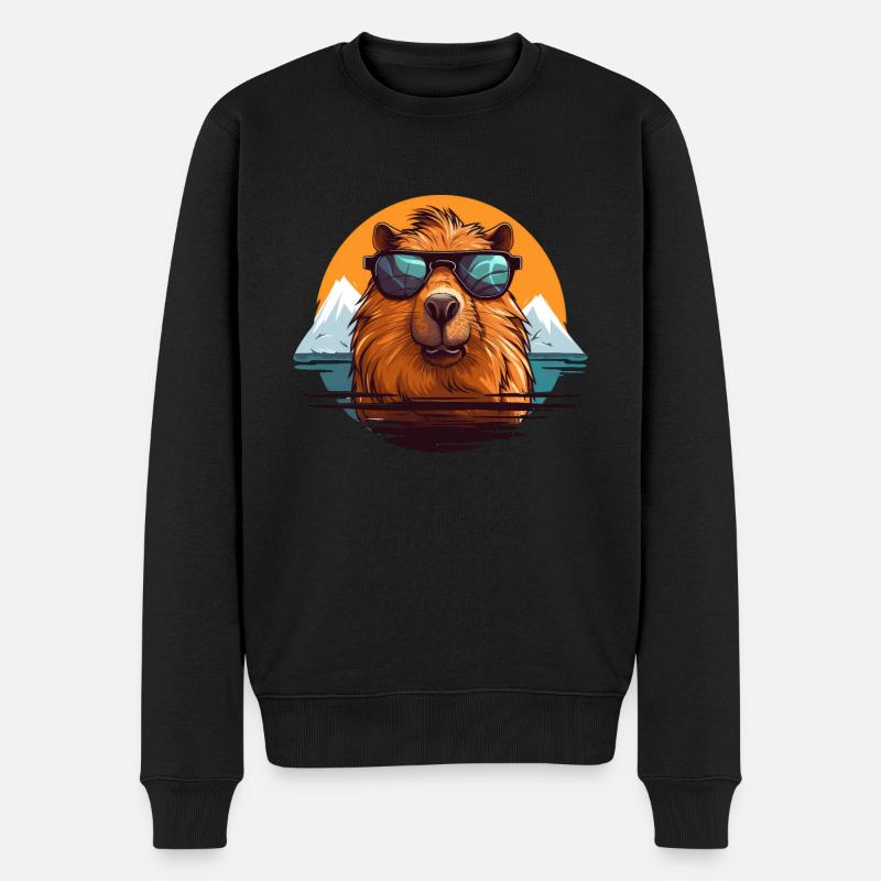 Capybara - Männer Premium Bio Pullover - Schwarz