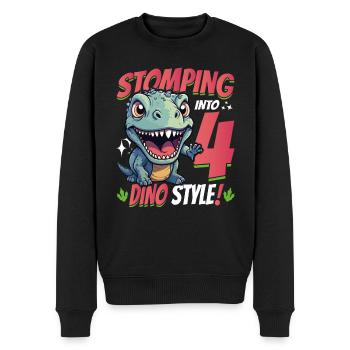 T-Rex Turning 4 Stomping into 4th Dino Style Bday - Men's Premium Organic Jumper - black - Front - Nico (187cm)