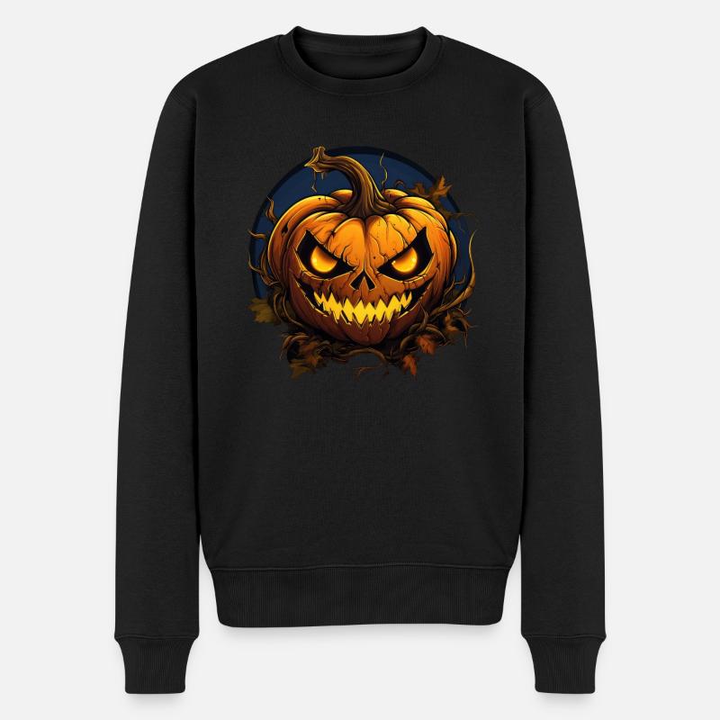 Citrouille effrayante d’Halloween - Pull Premium bio Homme - noir