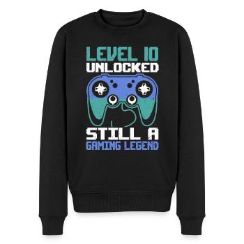 Level 10 Unlocked Still a Gaming Legend Birthday - Männer Premium Bio Pullover - Schwarz - Vorne - Nico (187cm)