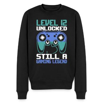 Level 12 Unlocked Still a Gaming Legend Birthday - Männer Premium Bio Pullover - Schwarz - Vorne - Nico (187cm)