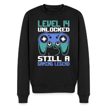 Level 14 Unlocked Still a Gaming Legend Birthday - Männer Premium Bio Pullover - Schwarz - Vorne - Nico (187cm)