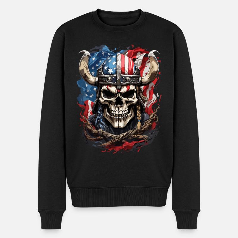 US-Wikinger-Krieger - Männer Premium Bio Pullover - Schwarz