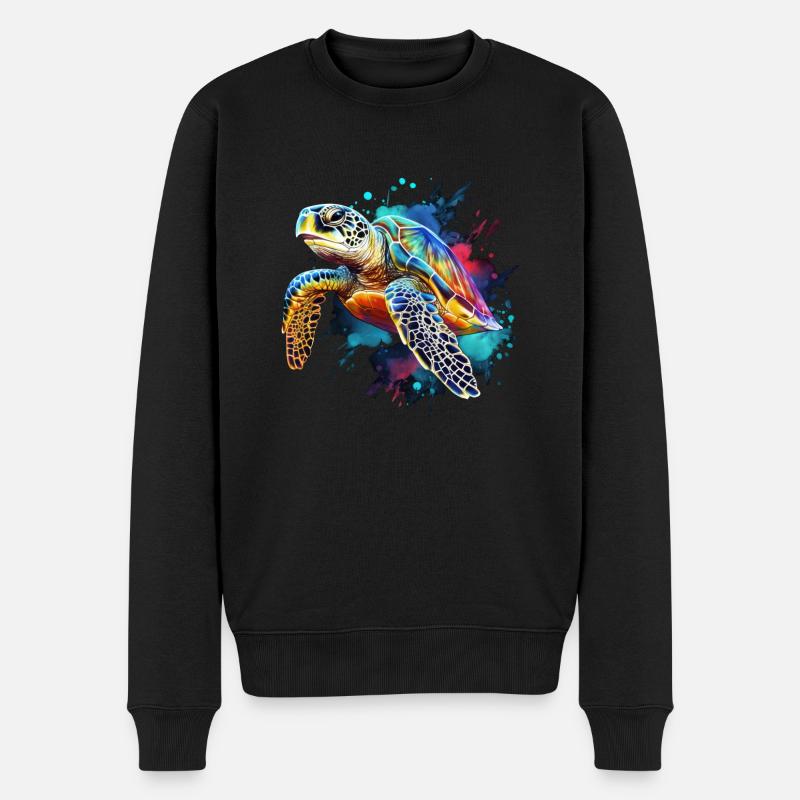 Schildkröte - Männer Premium Bio Pullover - Schwarz