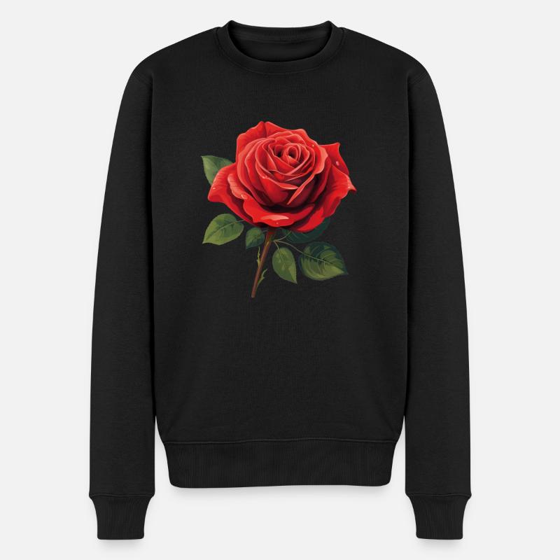 rote rose - Männer Premium Bio Pullover - Schwarz