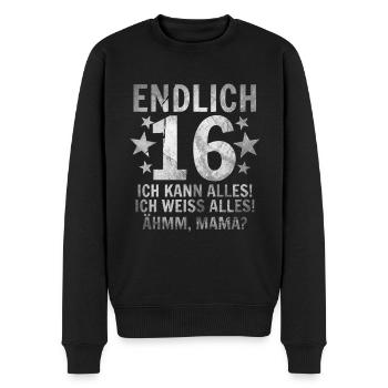 16 Geburtstag - Männer Premium Bio Pullover - Schwarz - Vorne - Nico (187cm)