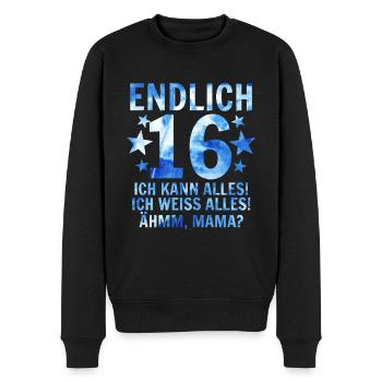 16 Anniversaire - Pull Premium bio Homme - noir - Devant - Nico (187cm)