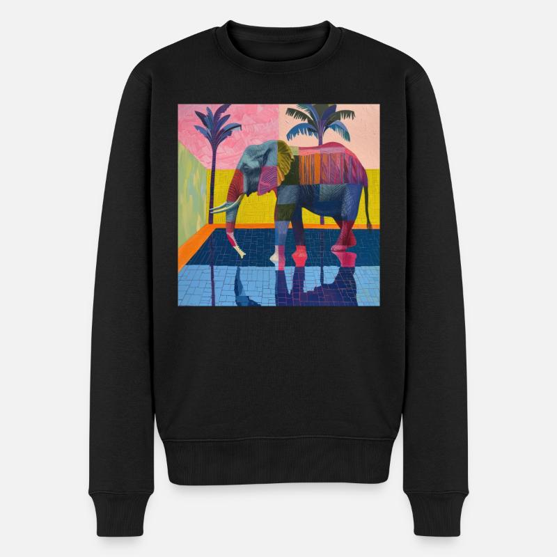 elefant, bunt, tier, geschenk, geschenkidee - Männer Premium Bio Pullover - Schwarz