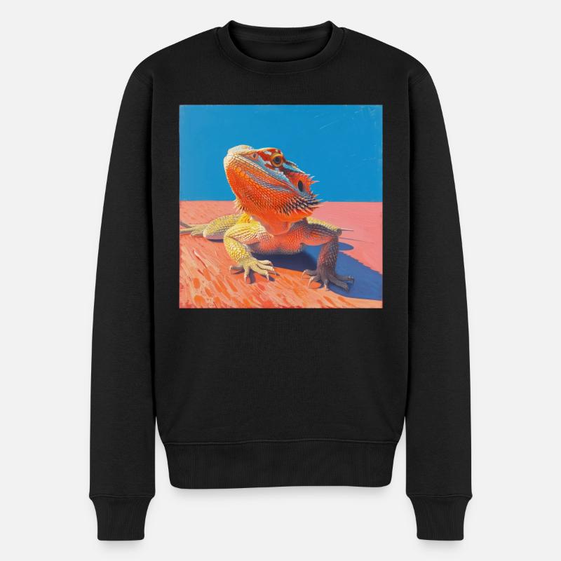 Bartagamen, echse, bunt, tier, geschenk - Männer Premium Bio Pullover - Schwarz